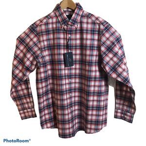 Hart Schaffner Marx Shirt Mens Sz Large Long Sleeve Plaid Ant Cherry $98.50